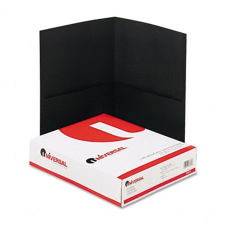 UNIVERSAL BATTERY Universal Two-Pocket Portfolio Embossed Leather Grain Paper Black 56616
